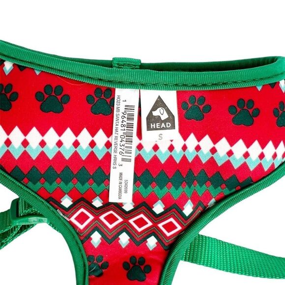 Merry & Bright Green Santa Hat Christmas Holiday Reversible Dog Harness Small - Picture 5 of 5